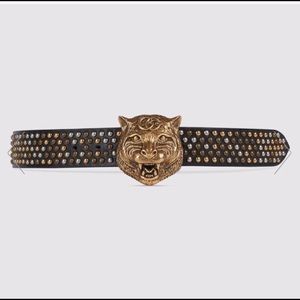 Gucci Studded Feline Head Belt (100% Authentic)